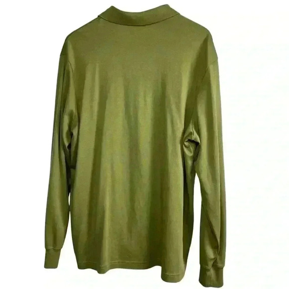 Land’s End Long Sleeve Polo Solid Traditional Army Green | Size XL - Picture 2 of 6